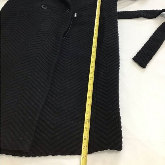 A-K-R-I-S Black Wrap Coat Overcoat Belted Chevron Design New Size 14 - Picture 11 of 16